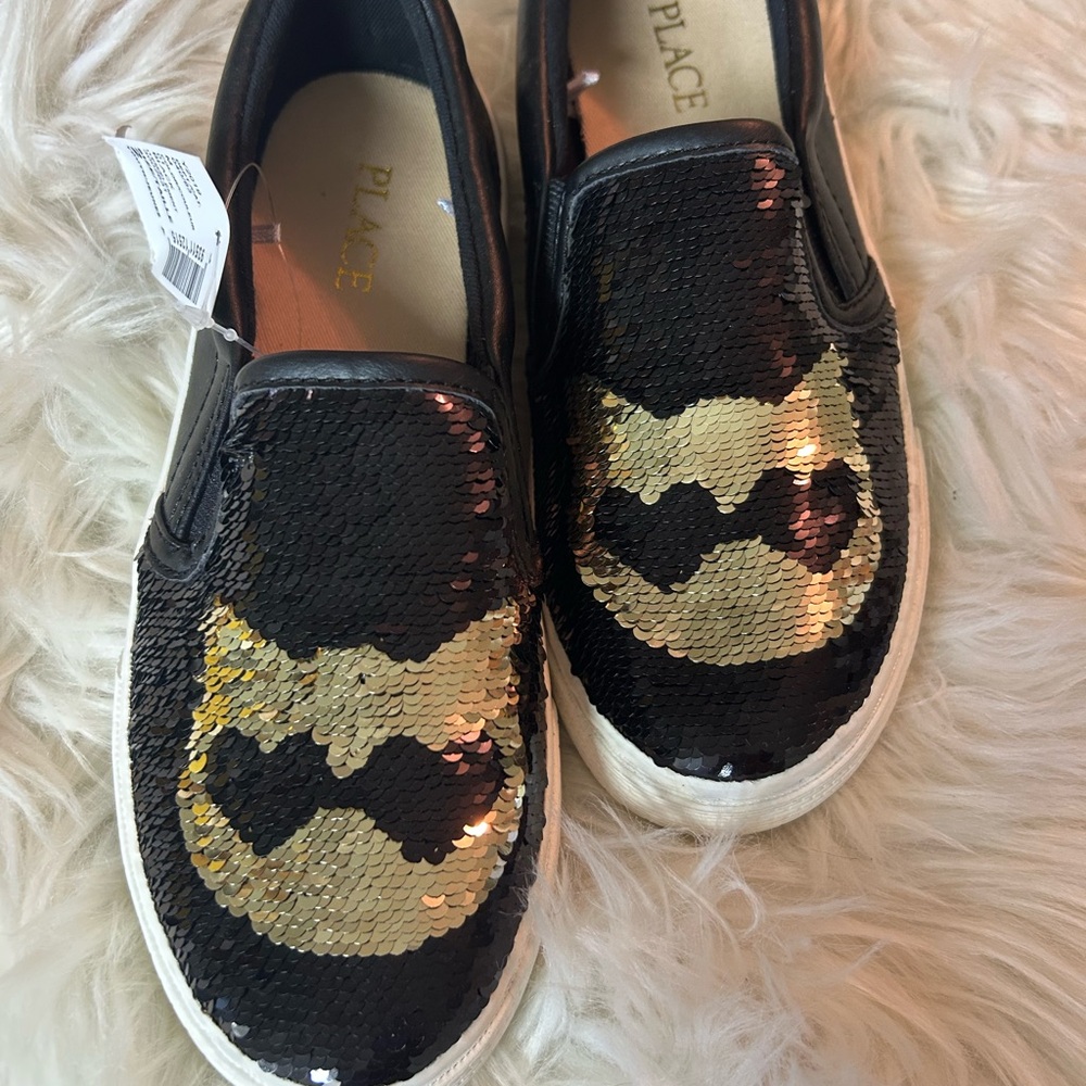 The Children's Place Black and Gold Sequin Kids Shoes
